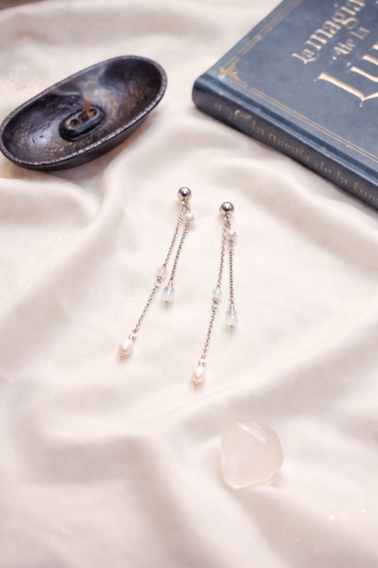 Aretes Lluvia de Luna - Limpieza, Protección, Intuición Femenina